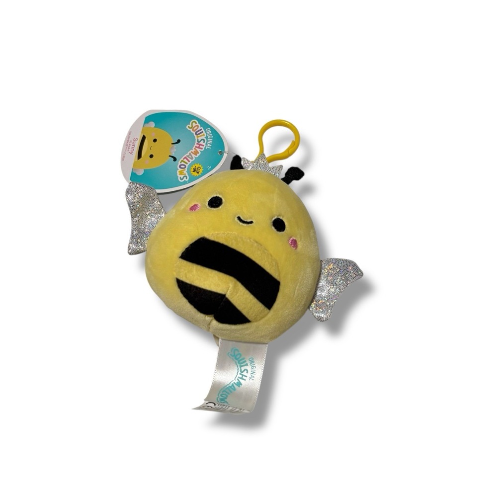 NWT Squishmallow Sunny the Bumble Bee 3.5"‎ Keychain Clip on Plush Yellow